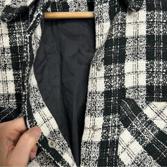 Zara Black Tweed Plaid Oversized Barn Coat Women’s Medium Shirt Jacket Gorpcore - Picture 10 of 10